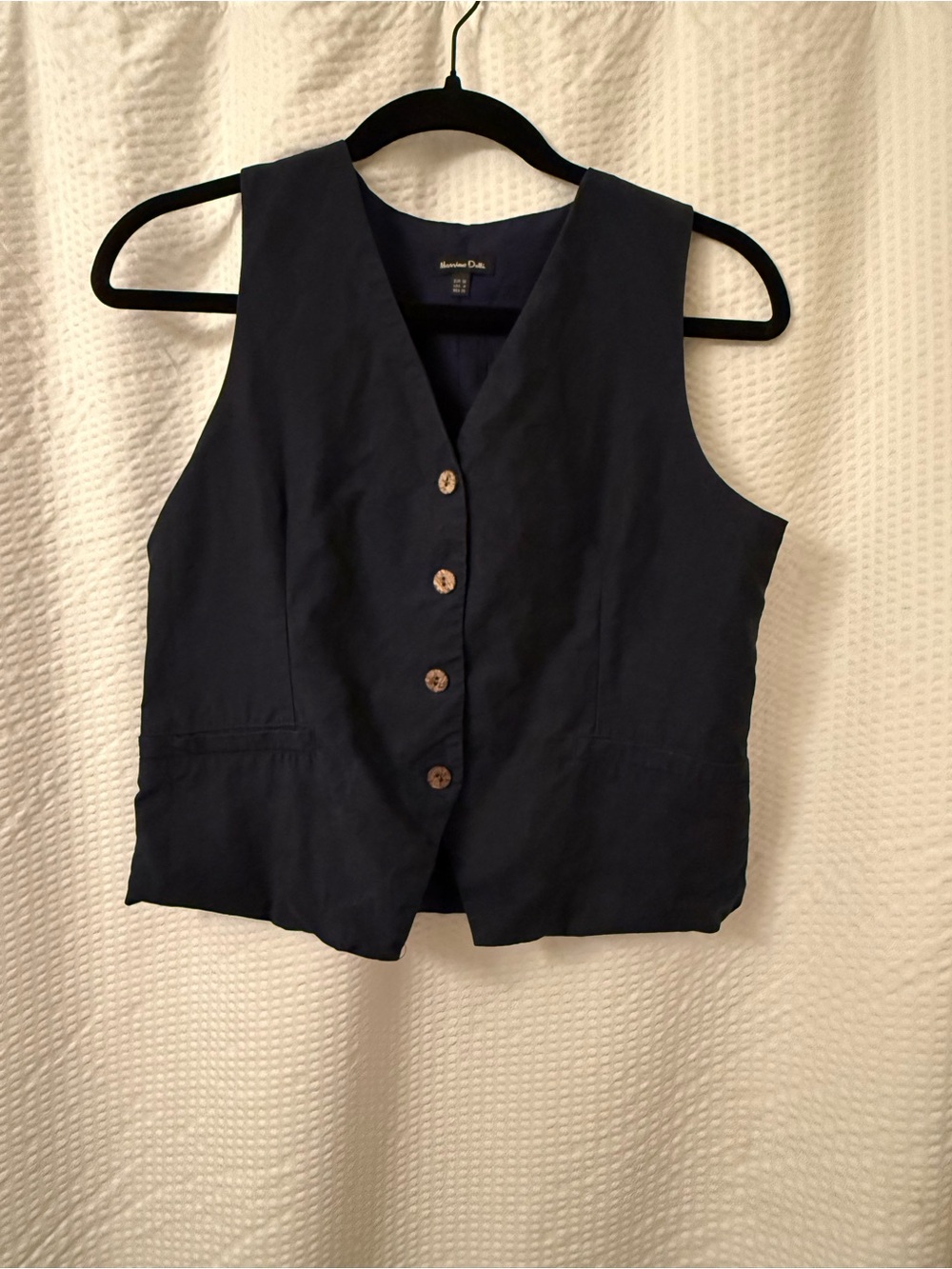 Massimo Tutti Linen Cotton Navy Blue Vest Sz US 4 EUR 36 Sleeveless Chic - Picture 7 of 9